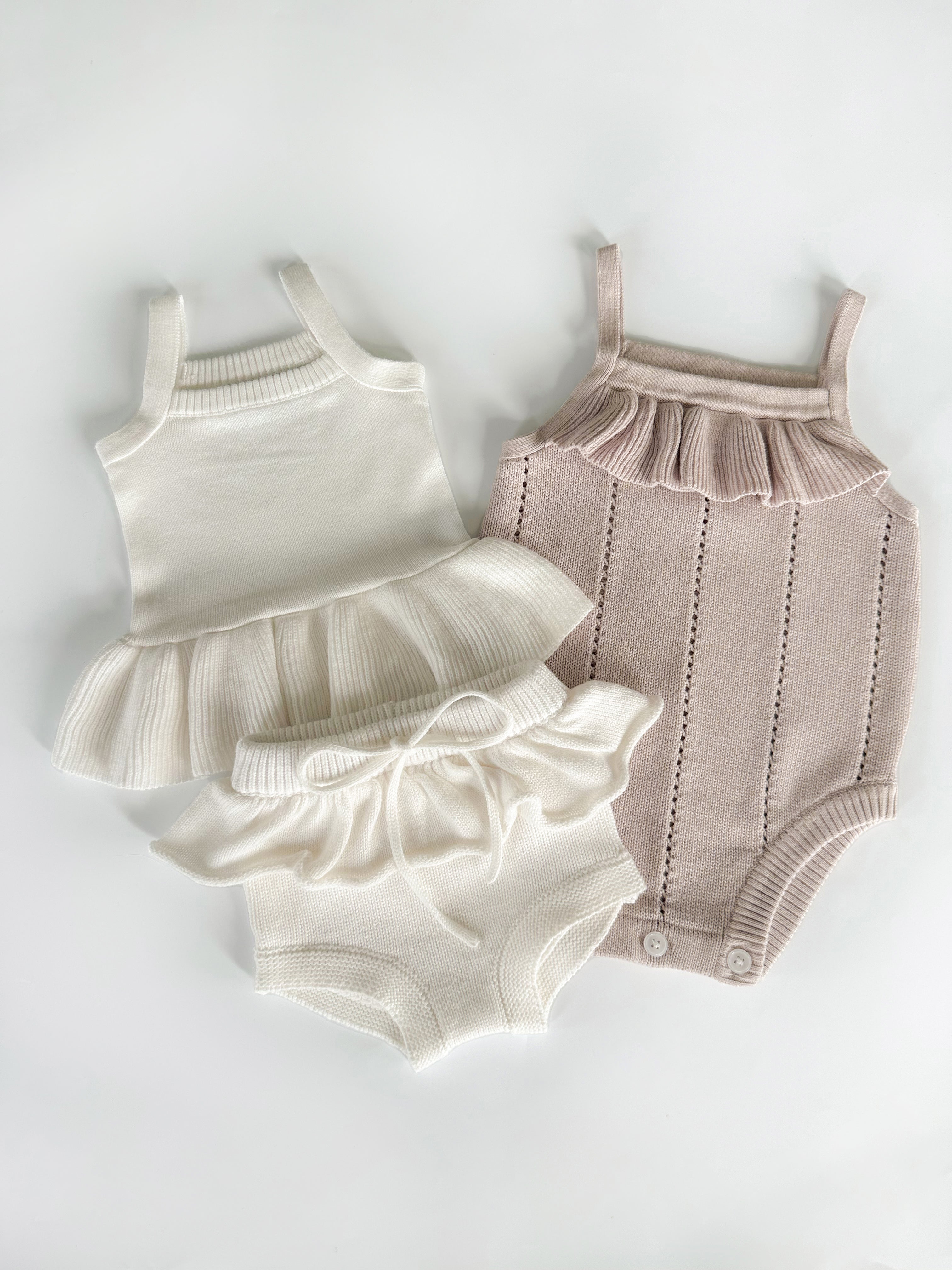 Baby Girl Bloomers Frilly Bloomers Off White Petit Co.
