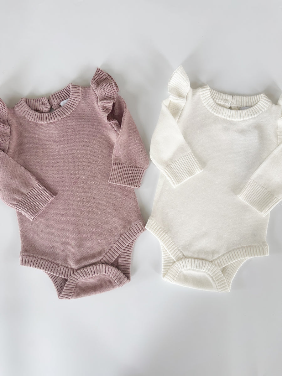 Atlas Frilly Knit Romper (White)